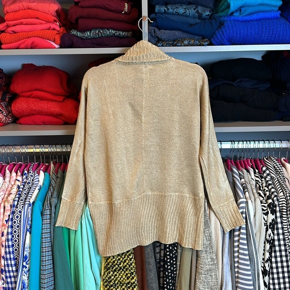Cache gold with metallic threads long sleeve open front cardigan size XS - Picture 3 of 3